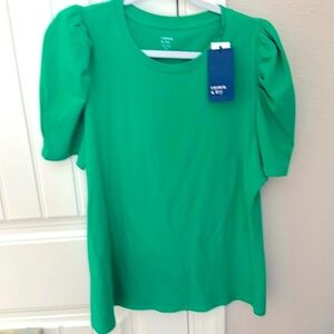 Crown and Ivy emerald green cotton puff sleeve top,XL, NWT.. Disc. shipping.